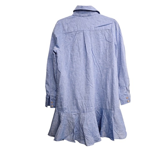 Tuckernuck Chambray Tunic Dress Small Blue Cotton Coastal Grandmillennial Preppy - Picture 9 of 10